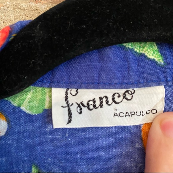 Vintage men’s short sleeve button up tropical shirt with shell motif Acapulco - Picture 2 of 5